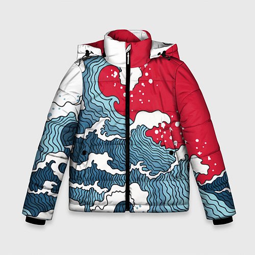 Зимняя куртка для мальчика Страна восходящего солнца - большая волна / 3D-Красный – фото 1