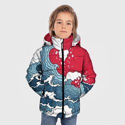 Куртка зимняя для мальчика Страна восходящего солнца - большая волна, цвет: 3D-красный — фото 2
