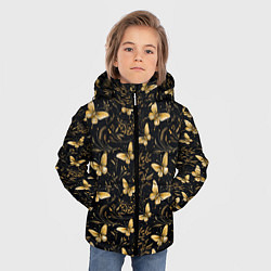 Куртка зимняя для мальчика Золотые бабочки на черном фоне, цвет: 3D-красный — фото 2