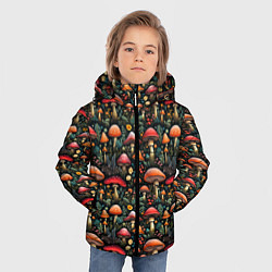 Куртка зимняя для мальчика Сказочные грибы мухоморы паттерн, цвет: 3D-черный — фото 2