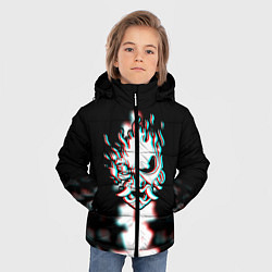 Куртка зимняя для мальчика Samurai glitch cyberpunk city, цвет: 3D-черный — фото 2