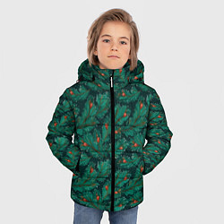 Куртка зимняя для мальчика Еловые ветки паттерн, цвет: 3D-черный — фото 2