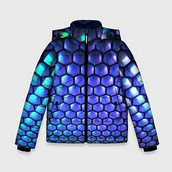 Куртка зимняя для мальчика Цветные соты - объемная абстракция, цвет: 3D-черный