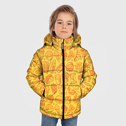Куртка зимняя для мальчика Фастфуд - жёлтый, цвет: 3D-черный — фото 2