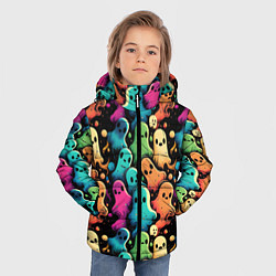 Куртка зимняя для мальчика Паттерн с разноцветными приведениями, цвет: 3D-черный — фото 2