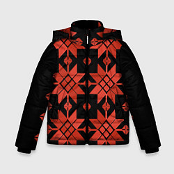 Куртка зимняя для мальчика Удмуртский - вертикаль black, цвет: 3D-красный