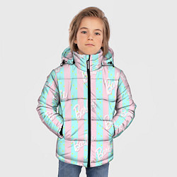 Куртка зимняя для мальчика Паттерн Барби на фоне костюма Кена в розово-голубу, цвет: 3D-светло-серый — фото 2