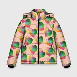 Куртка зимняя для мальчика Цветной листик, цвет: 3D-черный