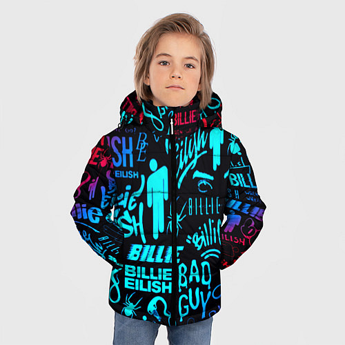 Зимняя куртка для мальчика Billie Eilish neon pattern / 3D-Светло-серый – фото 3