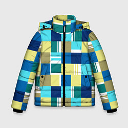 Куртка зимняя для мальчика Ретро квадраты, цвет: 3D-черный