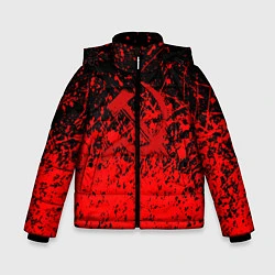 Куртка зимняя для мальчика Ссср в красках серп и молот, цвет: 3D-черный