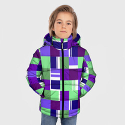 Куртка зимняя для мальчика Ретро квадраты баклажановые, цвет: 3D-красный — фото 2