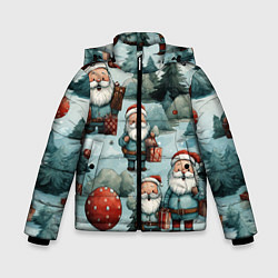 Куртка зимняя для мальчика Рождественский узор с Санта Клаусами, цвет: 3D-красный