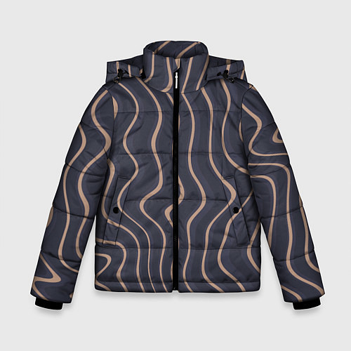 Зимняя куртка для мальчика Абстракция полосы серо-бежевый / 3D-Светло-серый – фото 1