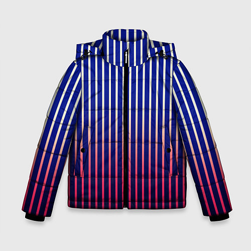 Зимняя куртка для мальчика Полосатый сине-красный / 3D-Светло-серый – фото 1