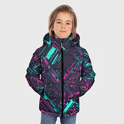 Куртка зимняя для мальчика Киберпанк линии синие и розовые, цвет: 3D-красный — фото 2