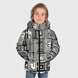 Куртка зимняя для мальчика Белые полосы на чёрном фоне, цвет: 3D-красный — фото 2