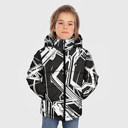 Куртка зимняя для мальчика Белые полосы на чёрном фоне, цвет: 3D-светло-серый — фото 2