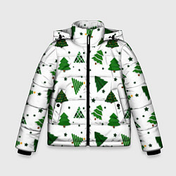 Куртка зимняя для мальчика Узор с зелеными елочками, цвет: 3D-красный