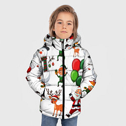 Куртка зимняя для мальчика Зимний праздник - деды морозы гномы олени, цвет: 3D-красный — фото 2