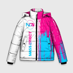 Куртка зимняя для мальчика Mass Effect neon gradient style: по-вертикали, цвет: 3D-черный