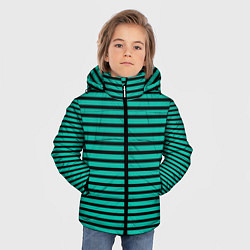 Куртка зимняя для мальчика Зелёный в чёрную полоску, цвет: 3D-черный — фото 2