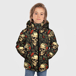 Куртка зимняя для мальчика Череп рябина шишки и хвойные ветки, цвет: 3D-красный — фото 2