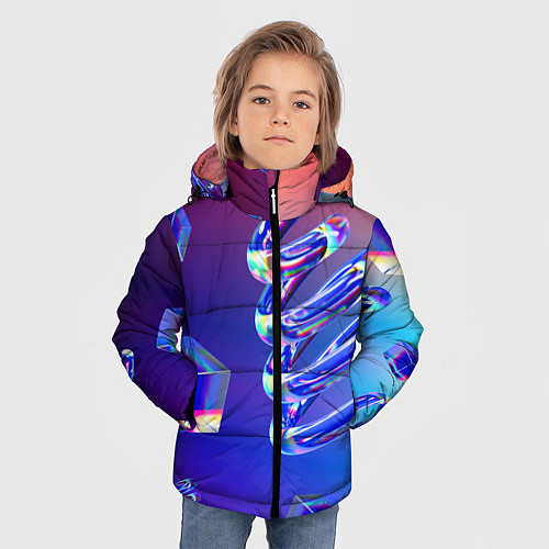 Зимняя куртка для мальчика Фигуры на градиенте / 3D-Светло-серый – фото 3