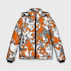 Куртка зимняя для мальчика Абстракция серо-оранжевый, цвет: 3D-светло-серый