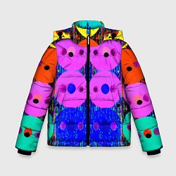 Куртка зимняя для мальчика Паттерн из дисков - неон - нейросеть, цвет: 3D-светло-серый
