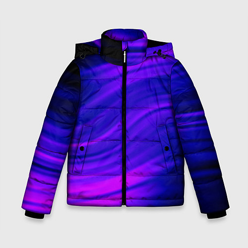 Зимняя куртка для мальчика Волнистый абстрактный узор в синих и малиновых тон / 3D-Красный – фото 1