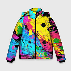 Куртка зимняя для мальчика Цветная абстракция - живопись, цвет: 3D-светло-серый