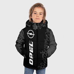 Куртка зимняя для мальчика Opel speed на темном фоне со следами шин: по-верти, цвет: 3D-черный — фото 2