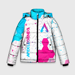 Куртка зимняя для мальчика Apex Legends neon gradient style вертикально, цвет: 3D-черный