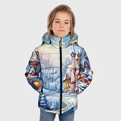 Куртка зимняя для мальчика Новогодний городок, цвет: 3D-светло-серый — фото 2