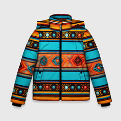 Куртка зимняя для мальчика Этнический принт в горизонтальную полоску, цвет: 3D-светло-серый