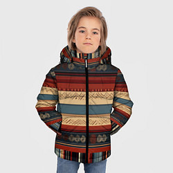 Куртка зимняя для мальчика Этнический принт в полоску, цвет: 3D-красный — фото 2