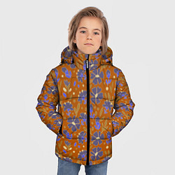 Куртка зимняя для мальчика Цветы в поле коричневый цвет, цвет: 3D-красный — фото 2