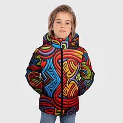 Куртка зимняя для мальчика Разноцветный узор в стиле абстракционизм, цвет: 3D-светло-серый — фото 2