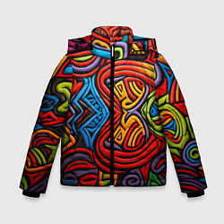 Куртка зимняя для мальчика Разноцветный узор в стиле абстракционизм, цвет: 3D-красный