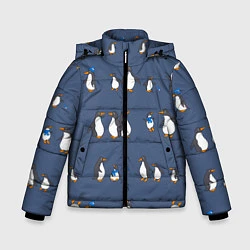 Куртка зимняя для мальчика Забавное семейство пингвинов, цвет: 3D-черный