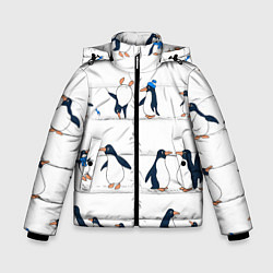 Куртка зимняя для мальчика Семейство пингвинов на прогулке, цвет: 3D-светло-серый