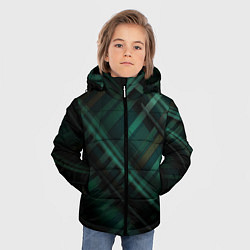 Куртка зимняя для мальчика Тёмно-зелёная шотландская клетка, цвет: 3D-красный — фото 2