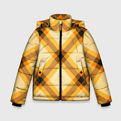 Куртка зимняя для мальчика Желтая шотландская клетка, цвет: 3D-светло-серый