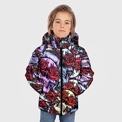 Куртка зимняя для мальчика Череп розы в глазах паттерн, цвет: 3D-черный — фото 2