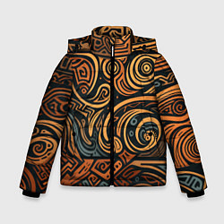 Куртка зимняя для мальчика Узор в викингском стиле, цвет: 3D-черный
