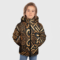 Куртка зимняя для мальчика Асимметричный узор в викингском стиле, цвет: 3D-красный — фото 2