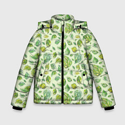 Куртка зимняя для мальчика Акварельные листья с узором, цвет: 3D-красный