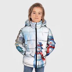 Куртка зимняя для мальчика Новогодний день со снеговиком, цвет: 3D-черный — фото 2