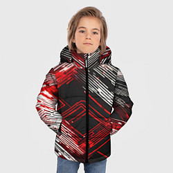Куртка зимняя для мальчика Киберпанк линии белые и красные, цвет: 3D-черный — фото 2